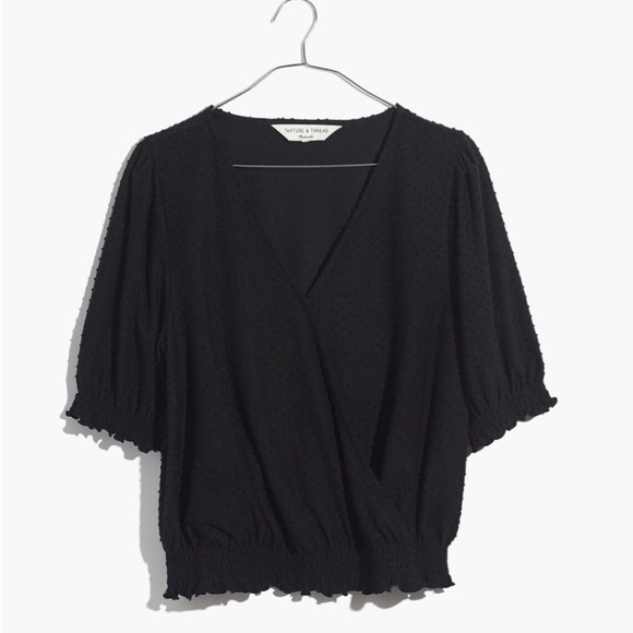 Madewell Texture & Thread Clipdot Smocked Crossover Top - Picture 1 of 8